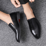 Red Sole Loafers Men Shoes PU Solid Color Fashion Business Casual Party Daily Versatile Simple Lightweight Classic Dress Shoes