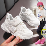 Spring New Kids Sneakers PU Girls Casual Mesh Solid Pink Light Boys White Hook & Loop Children Non-slip Sports Shoe Fashion