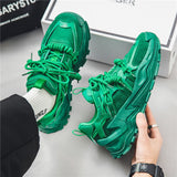 Trendy Green Mens Fashion Sneakers  Superstar Shoes Streetwear Men's Chunky Sneakers Casual Designer Platform Mens Trainers