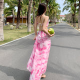 Summer Maxi Strap Dress Women 2022 Long Elegant Flowy Boho Hawaiian Vacation Dresses for Wedding Guest Bridesmaid Birthday Prom