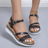 Women's Buckle Strap Wedge Sandals Summer Non Slip Platform Gladiator Shoes Woman Thick Bottom Plus Size