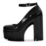 Woman Thick High Heels Shoes Ladies Sexy Platform Pumps Gothic Punk Style Ankle Strap Casual Shoes Ruslana Korshunova Model Pump