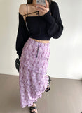 Pphmm Ink Painted Half-length Skirt For Women Summer Korean Loose Black Fungus Skirt