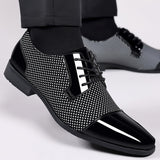 Trending Classic Men Dress Shoes For Men Oxfords Patent Leather Shoes Lace Up Formal Black Leather Wedding Party Shoes