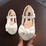 New Childrens Girl's Shoes Pearl Flower Design Kids Princess Shoes Toddler Baby Girls Flat Shoes Party And Wedding Shoe