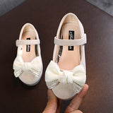 Children's Shoes Shiny Rhinestone Bow Design Princess Shoe Girls Party Dance Shoes Kids Baby Flat Performance Shoe