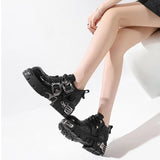 Men and Women Vintage Rock Couple Shoes Dark Punk Leather Retro Boots Metal Niche Design Unisex Single Platform Shoes