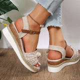 Wedge Sandals for Women Summer Peep Toe Non Slip Gladiator Shoes Woman Fashion Bowtie Platform