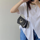 Y2k Cool Girls Black Shoulder Bags Moon Lock Women's Chain Underarm Bag Purse Handbags Fashion Female Small Messenger Bags
