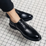 Business Formal Leather Shoes Men  Autumn Men Shoes Low-top Solid Wedding Shoes Color Fashion Oxford Pointed Office Shoes