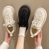 Winter Shoes Women Female Footwear Round Toe Clogs Platform Casual Sneaker Dress New Cross Small Creepers Lace-Up Cross-tied Sol