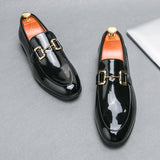 Black Loafers for Men Metal Decoration Breathable Business Men Dress Shoes Free Shipping Zapatos De Vestir Hombre Men Shoes