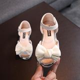 Sandals For Girls Children Fashion Pearl Mesh Bowknot Kids Summer Princess Party Shoes Casual Footwears Round Toe Sandal