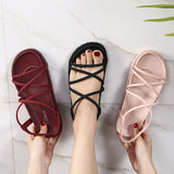 Casual Women Gladiator Sandals Platform Heel Thick Sole Elastic Pvc Non Slip Front&Rear Strap Rome Leisure Shoes Ladies Summer