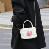 Pink Heart Girly Small Square Shoulder Bag Fashion Love Women Tote Purse Handbags Female Chain Top Handle Messenger Bags Gift