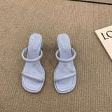 Summer Slides Open Toe Women Slipper Fashion Female Outdoor Thick Heel Sandal Slip On Beach Slides Sexy Pumps