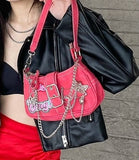 Y2K Sweet Cool Girls Underarm Bag Fashion Women's Pink Shoulder Crossbody Bags Retro Chain Female Clutch Tote Purse Handbags