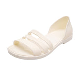 Women Summer Flat Sandals  Open-Toed Slides Slippers Candy Color Casual Beach Outdoot Female Ladies Jelly Shoes