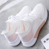 Women Shoes  Spring White New Breathable Sports Mesh Versatile Summer  Hollow Walking Flying Woven No-slip Ladies Sneakers