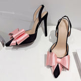 Ins Style Satin Butterfly-knot Women Pumps Sexy Slip-On Ankle Strap Pointed Toe High Heels Slingback Shoe