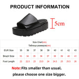 Black PU Leather Platform Slippers Women Plus Size 43 Thick Soled Sandals Woman Summer Non-slip Slides Shoes Female