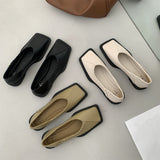 Summer Shoes Ladies Female Footwear Square Toe Women's Moccasins Autumn Casual Sneaker Shallow Mouth Soft  Retro Dress Fall