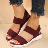 Women's Knit Elastic Cloth Wedge Sandals Slip On Lightweight Walking Sandals Women Plus Size Comfortable Summer Shoes Woman