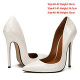 Office High Heels Big Size 48 Women Pumps Stilleto 10/13/15cm Fetish Heeled Shoes Classic Business Shoes Black Red Pink White