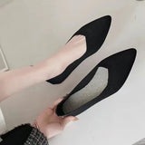 Women's Ballet Flats Knitting Casual Shoes Slip-on Cute Ballerina Pointe Shoes Not Casual Leather Without Heels Comfortable