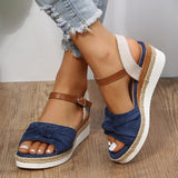 Wedge Sandals for Women Summer Peep Toe Non Slip Gladiator Shoes Woman Fashion Bowtie Platform