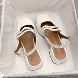 Summer Elegant Ladies Sandals Fashion Hollow Medium Heels Women Shallow Party Shoes Square Toe Casual Shoes Slim Design