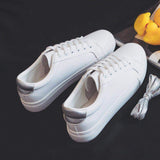 Women Sneakers Leather Shoes Spring Trend Casual Flats Sneakers Female New Fashion Comfort White  Vulcanized Platform Shoes