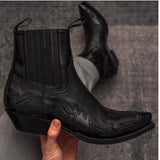 Western Cowboy Burnt Flower Men's Boots Black Brown Handmade Chelsea Boots for Men Size 38-48