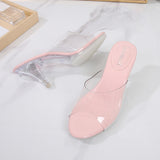 Transparent Slippers Ladies Clear PVC High Heeled Slippers Open Toe Daily Woman Perspex Slippers 6-11cm Jelly Crystal Slippers