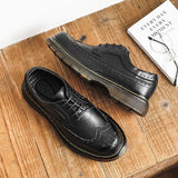 100% Genuine Leather Shoes Men Footwear Man Brogues Autumn Early Winter Cow Leather Mens Casual Shoes Flat Black Yellow KA4812