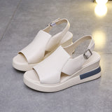 Thick-soled Wedge Sandals Women  Summer High-heeled Fish Mouth Women's Shoes Soft Leather High Platform Shoes Slippers