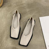 Summer Shoes Ladies Female Footwear Square Toe Women's Moccasins Autumn Casual Sneaker Shallow Mouth Soft  Retro Dress Fall