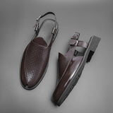 Sandals for Men Brown Black Pu Buckle Strap Classics Casual Handmade Fashion Men Dress Shoes Free Shipping