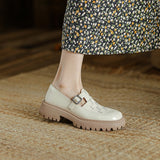 Spring/Summer Women Shoes Round Toe Thick Heel Shoes Women Platform Shoes Women Split Leather Sandals Solid Casual Shoes