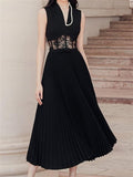 Sundress Women Boho Beach Lace Summer Sexy Backless Runway Sleeveless Woman Dresses Embroidery Party  Solid Black Dress Robe