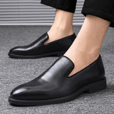 Red Sole Loafers Men Shoes PU Solid Color Fashion Business Casual Party Daily Versatile Simple Lightweight Classic Dress Shoes