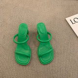 Summer Slides Open Toe Women Slipper Fashion Female Outdoor Thick Heel Sandal Slip On Beach Slides Sexy Pumps