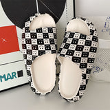 Summer Home Cow Pattern Women Slippers Black White Thick Sole EVA Girls Platform Shoes Outdoor Cartoon Ladies Beach Slides