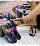Hardware diamond buckle flip-flops women slides outdoor beach slipper females woman Large size ladies sandals women's shoes