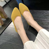 Women's Ballet Flats Knitting Casual Shoes Slip-on Cute Ballerina Pointe Shoes Not Casual Leather Without Heels Comfortable