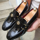 New Arrivals Loafers for Men Buckled Shiny Black Leather Shoes Slip-On Office & Career  Dress Shoes Free Shipping Big Size 38-47