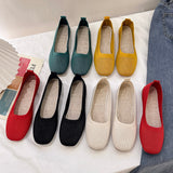 Women's Ballet Flats Knitting Casual Shoes Slip-on Cute Ballerina Not Casual Leather Without Heels Comfortable Free Shipping