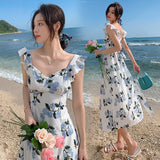 Pphmm Summer White Midi Slip Dress Women 2022 Long Elegant Floral Boho Hawaiian Beach Dresses for Wedding Guest Birthday Prom