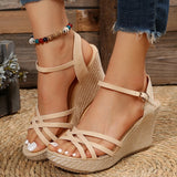 Fashion Wedges Shoes for Women Summer Platform High Heels  Thick Bottom Ankle Strap Gladiator Shoes Woman