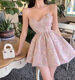 Pphmm Elegant Sleeveless Princess Mini Dress For Women 2022 Summer Female Floral Print Fancy Party Vestidos